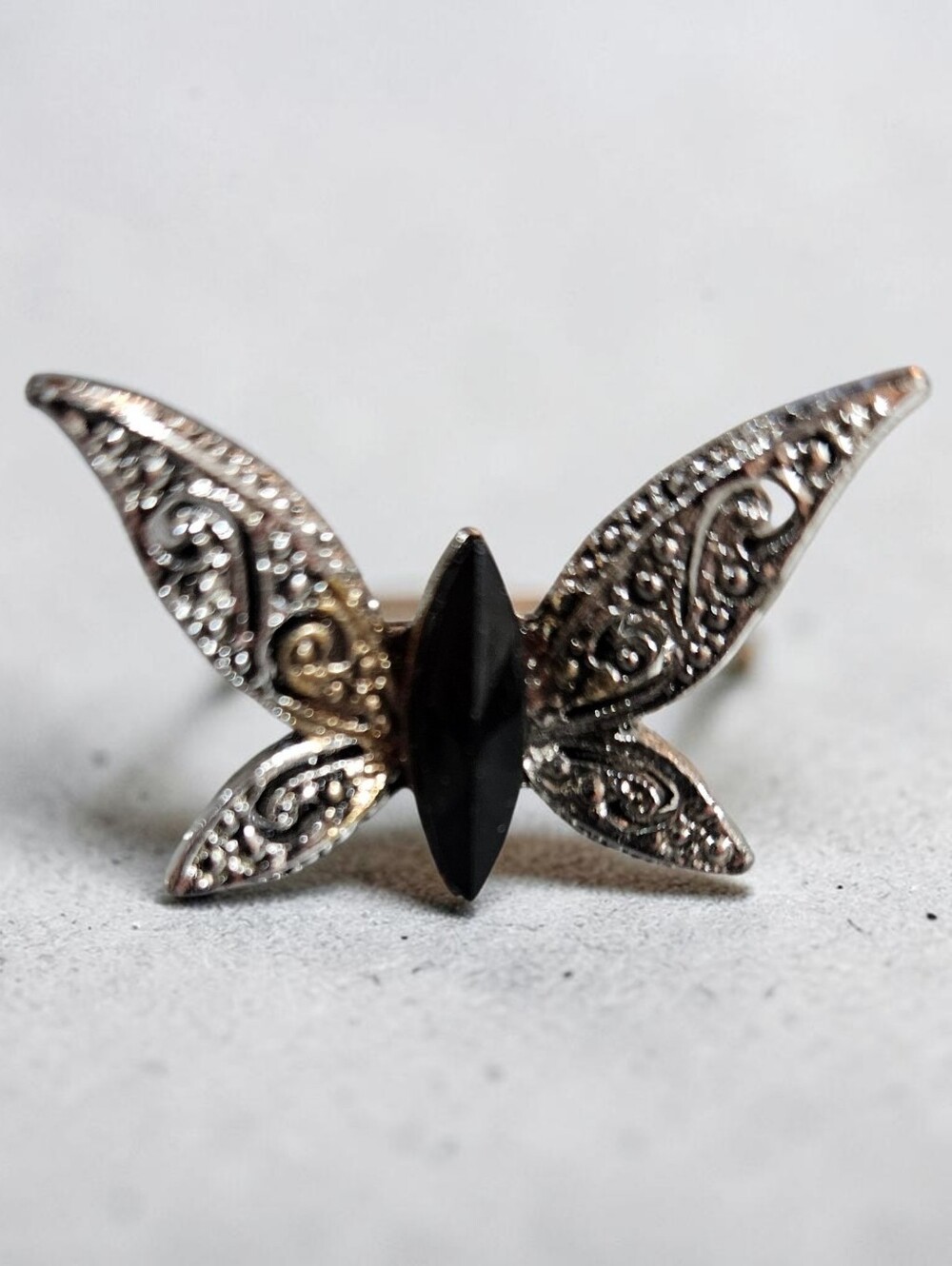 Butterfly Brooch With Blue Center And Sparkles